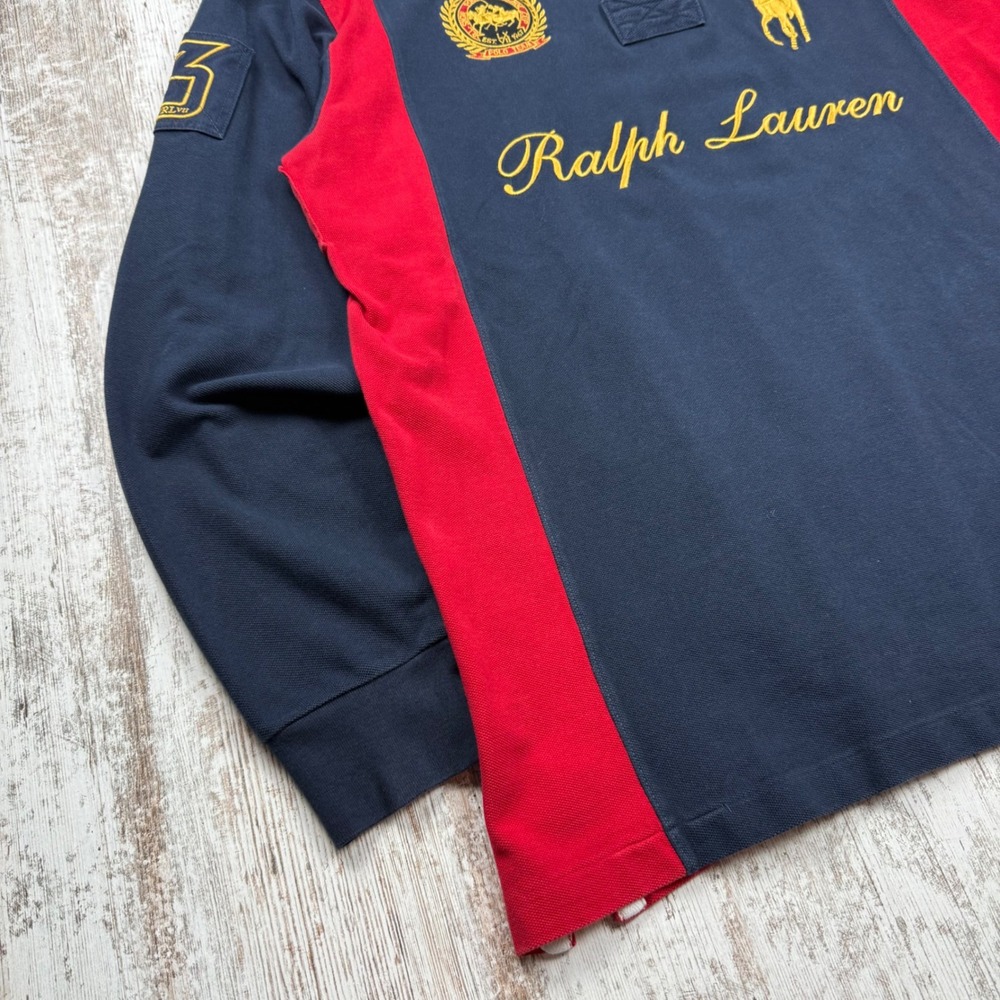 VTG Polo Ralph Lauren Big Pony Rugby Shirt Sz XLT Long Sleeve Snow Challenge Cup - Picture 12 of 16